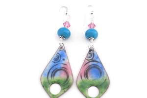 Colorful Bohemian Earrings, Handmade Lampwork Crystal Jewelry
