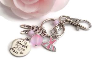 Silver and Pink Dance Key Chain. Handmade Inspirational Purse Charm
