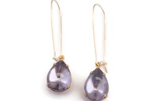 Czech Vintage Light Amethyst Crystal Teardrop Earrings, Handmade Jewelry Gift