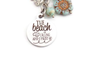 Beach Lover Keychain, The Beach is Calling and I Must Go, Handmade Keychain Gift