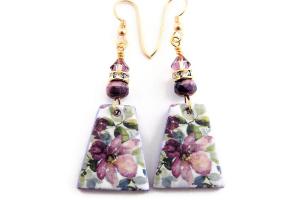 Purple Floral Earrings Feminine Lightweight Handmade Jewelry
