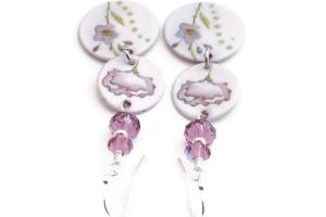 Iris Flower Earrings with Swarovski Crystals Handmade Spring Summer Jewelry