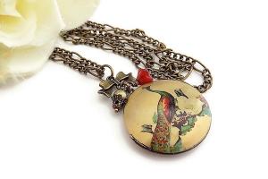 Peacock Photo Locket Necklace, Nature-Inspired Jewelry