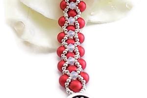 Bright Red Bracelet with Swarovski Crystals, Holiday Jewelry