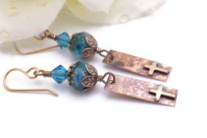 Cross Earrings Faith Religious Lightweight Handmade Jewelry Gift 