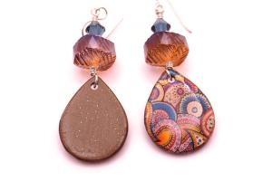 Colorful Paisley Earrings, Lightweight Czech Crystals Handmade Jewelry 