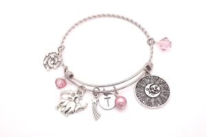 Taurus Zodiac Charm Bracelet, Stainless Steel Bangle Handmade Jewelry