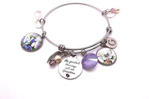 Grandma Blessings Charm Bracelet, Stainless Steel Handmade Jewelry Grandmas Gift