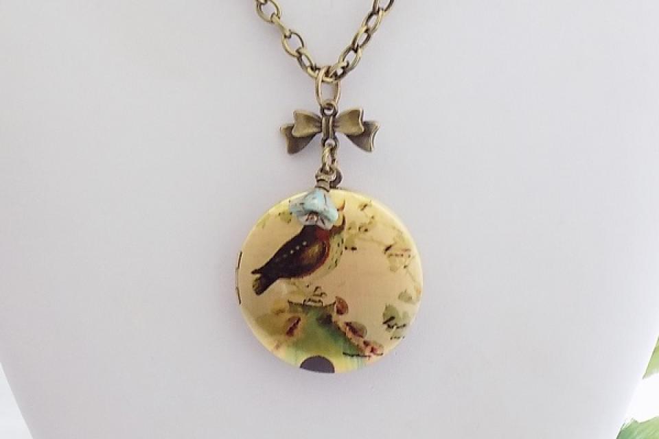 Owl Photo Locket Necklace, Nature- Inspired Jewelry