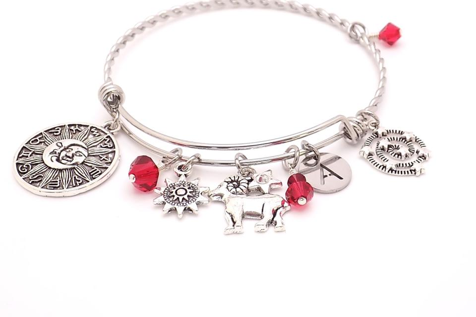 Aries Zodiac Charm Bracelet, Stainless Steel Bangle Handmade Jewelry