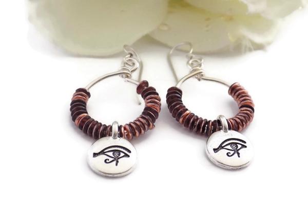 Eye of Horus Beaded Hoop Earrings, Handmade Jewelry Gift