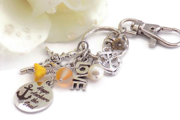 Religious Keychain for Women, "Hope Anchors the Soul", Purse Accessory
