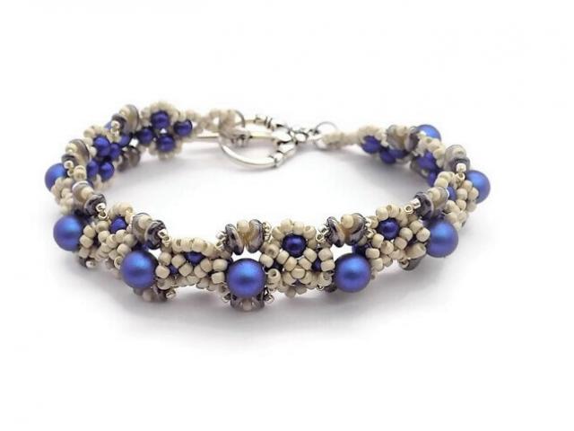 Royal Blue Crystal Bracelet with Swarovski Pearls 