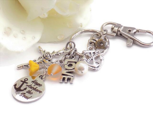 Religious Keychain for Women, "Hope Anchors the Soul", Purse Accessory