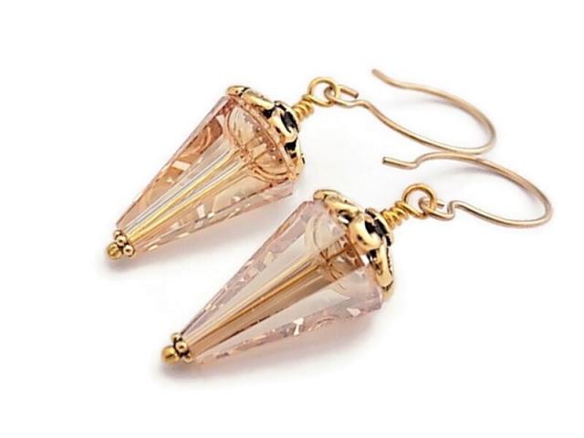 Glowing  Golden Shadow Crystal Ink Drop Earrings, Victorian Style Jewelry